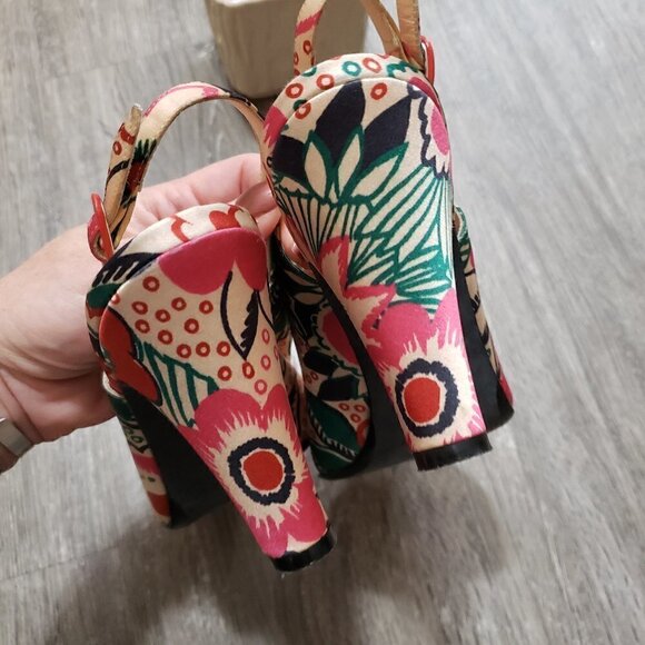 Celia Birtweel for Olivia Morris Floral Slingback Pumps Sz 39 - Picture 7 of 10